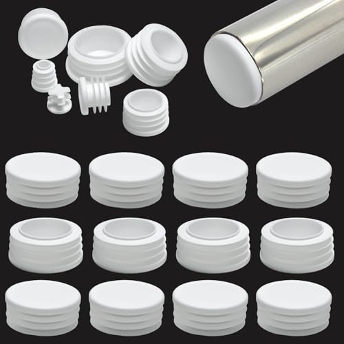 EASYEAH 1-9/16" (40mm) Plastic Hole Plugs White -Round Chair Leg Caps, Flush Mount Pipe Plugs, Tubing End Caps for Metal&Wood Legs Tube, Outdoor Furniture Feet caps & Table Plastic Plugs, 12 PCS - color: White, size: 12 PCS,1-9/16"