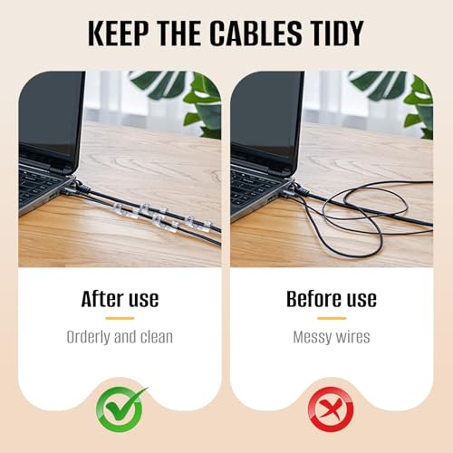 50 Pcs Self Adhesive Cable Clips,Upgraded Cable Management with Screw Hole,Strong Cord Organizer for Under Desk,Car,TV PC,Christmas Light Indoor/Outdoor-M - color: clear, size: M(Fit 0.2-0.28in)