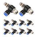 10Pcs Push to Connect Air Flow Control Valve, Blue 5/16in Tube OD x 1/4" Male Thread 90 Degree Elbow Speed Control Valve Pneumatic Connector Quick Fittings - size: Male Thread G1/4 x Blue (10pcs)