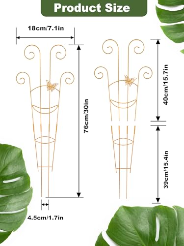4Pcs Indoor Plant Trellis for Potted Plants, 30" Taller Expandable Garden Metal Trellis for Climbing Plants Outdoor, Houseplant Support Stakes for Ivy Pothos Hoya Flower (Gold) - color: Black-NEW