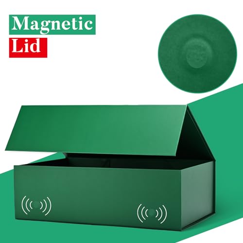 LIFELUM Green Gift Box for Presents 1 Pack 13.85 x 8.35 x 4.45 inch Big Decorative Large Gift Box for Clothes with Magnetic Lids Luxury Accessories Card, Ribbon, Filler,Sticker - color: Dark Green, size: 1 count (Pack of 1)