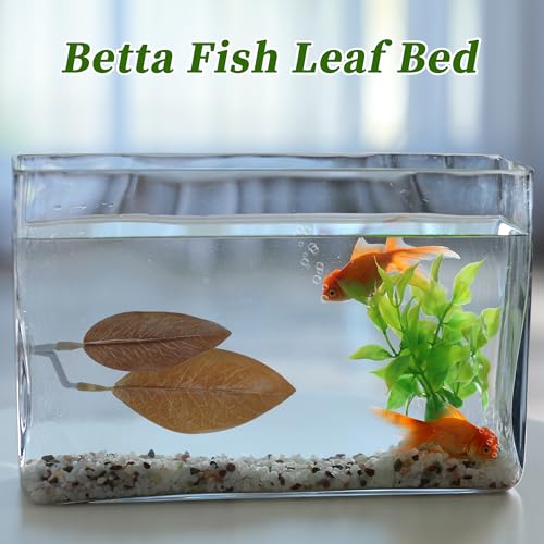 Betta Fish Bed, Betta Leaf Bed, Plastic Betta Hammock, Betta Hammock Pad w/Suction Cup, Betta Fish Resting Place Betta Fish Supplies Aquarium Decor, Orange - color: Orange