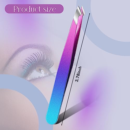 Honoson 3 Pieces Eyebrow Tweezers Stainless Steel Pointed Tip Pointed Hair Removal Tweezers Precision Splinter Plucking and Ingrown Hair Removal (Gradient)