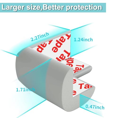 12 Pack Corner Protector Baby Proofing Corners and Edge Guards, Soft Safety Pre-Taped Rubber Foam Furniture Bumper for Fireplace, Table, Stair, Cabinet (Gray) - color: Gray