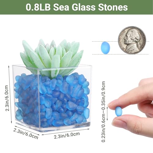 SUREAM Small Aquarium Rocks, 0.8 LB Fish Tank Pebbles for Aquarium, Bulk Sea Glass for Terrarium Vase Filler Home Decor and DIY Crafts (Aquamarine) - color: Aquamarine