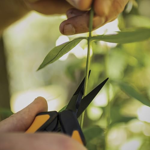 Fiskars 6" Pruning Scissors (2-Pack) for Flowers, Buds, Weeds and Small Plants, Garden Snips with Resin Resistant Nonstick Stainless Steel Blades, Gardening Trimmers with Comfortable Handle - style: Pruning Snips (Non Stick 2 Pack)