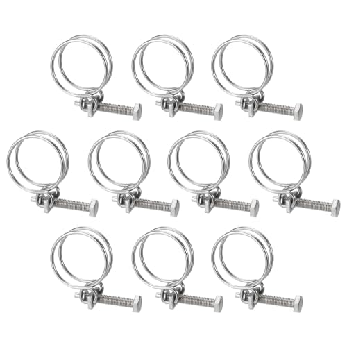 uxcell 10Pcs Double Wire Hose Clamp, 38-42mm Adjustable Stainless Steel Wire Hose Clips with M8 Bolt for Dust Collection Hose, Pump Hose Pipe - size: 38-42mm
