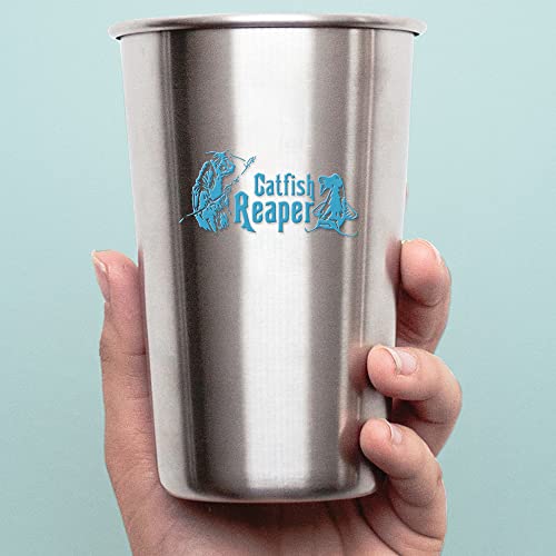 Decal Stickers of Catfish Reaper Fishing #2 (Azure Blue) (Set of 2) Premium Waterproof Vinyl Decal Stickers for Laptop Smartphone Car Dirt Bike Wall Room Mason Jar Bathtub Door - ANDstic570833BE - color: Azure Blue, size: 8.3'' x 4''