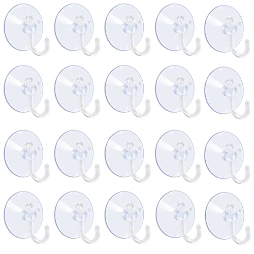 AQUANEAT 20 Packs Suction Cups 1.8 Inch Clear Sucker Pads with Hooks for Glass Home Organization Decoration - size: 1.8 inch