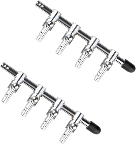 2 Pcs Silver 4-Way Air Flow Control Lever Valve with Airline Tubing Connector for Aquarium, Air Pump Accessories