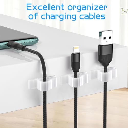 XHF 100pcs Adhesive Cable Wire Clips white, Outdoor Cable Management Wire Organizer Cord Holder for Under Desk, Car, Wall, TV PC Ethernet Cable - color: White, size: 1 cords slots-100pcs