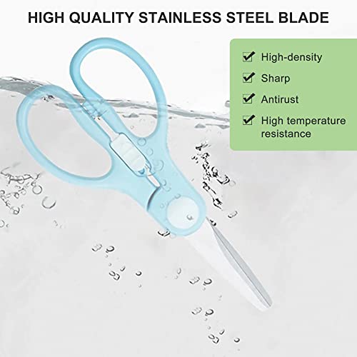 ATB Portable Baby Food Scissors Toddler Feeding Shears with Safety Lock, Food Grade Stainless Steel Material Food Supplement Scissors Suitable for Chicken Poultry Fish Meat Herbs noodles (Pink) - color: Pink