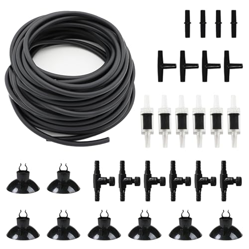 Premium 50FT 3/16inch Air Hose for Aquarium with Connector,Check Valve, Control Valve Accessories (Black, 50 ft.) - color: Black, size: 50 ft.