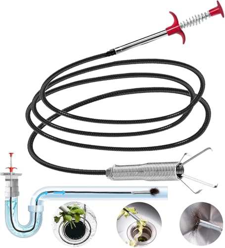 Flexible Grabber Claw Tool 118", Extra Long Grabber Reacher Tool, Drain Snake Hair Drain Clog Remover with 4-Claw Pickup Tool for Sink, Shower, Bathtub, Toilet and Pipe Cleaning - style: 118 IN