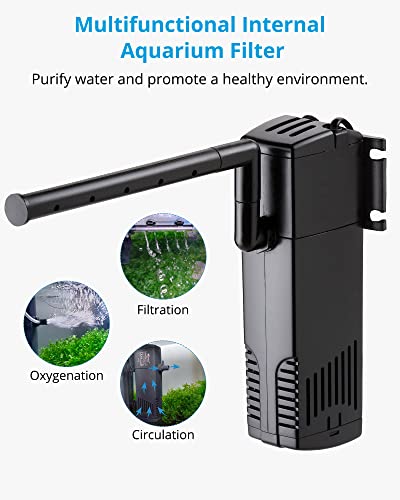NICREW Aquarium Internal Filter, Submersible Power Filter with Multiple Function, Aeration System with Sponge Filter for Fish Tanks 20-40 Gallon, 185 GPH, 10W - size: Magi 700: 20 - 40 gal