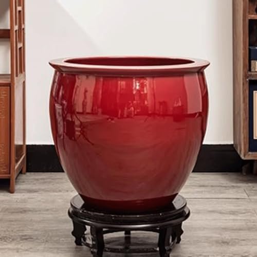 GUERNSEY Aquarium Ceramic Red Fish Tank Living Room Turtle Basin Floor-Standing Fish Tank Study Painting and Calligraphy Tank Storage Bucket Ornaments Small Fish Tank