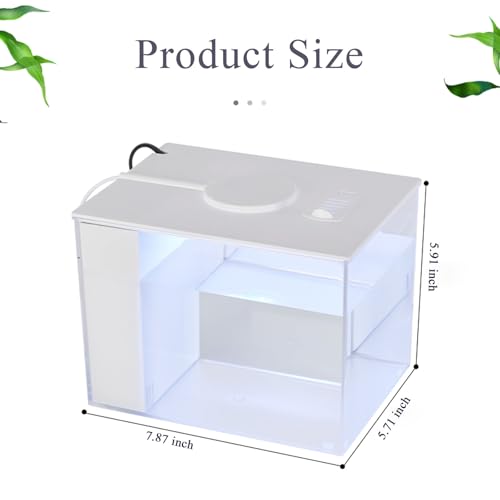 Mini Fish Tank Betta Aquarium Starter Kits Multifunctional Desktop LED Aquarium with Switch Button White, 1 Gallon - color: Pale white