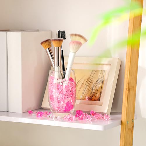 Syhood 570 Pcs 5 Sizes Pink and Clear Fake Crushed Ice Rocks Plastic Gemstones Acrylic Crystal Gems Diamonds for DIY Craft Vase Fillers Fish Tank Makeup Brush Centerpieces Wedding Decor - color: Pink