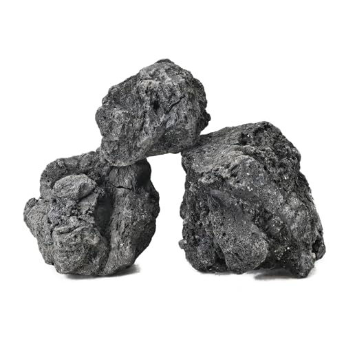 Black Lava Rocks 5lb Natural Volcanic Stone for Aquarium Fire Pit Succulent Planters Bonsai Garden Landscaping Decor,3 Pcs 4-6 inches - size: 5LB(3pcs)4-6in.