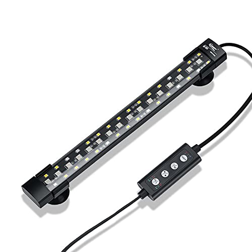 hygger 24/7 Mode Submersible Aquarium LED Light, Full Spectrum Hidden Fish Tank Light with 3 Rows Beads 7 Colors Auto On Off Sunrise-Daylight-Moonlight, Adjustable Timer Brightness - size: 12in 8W