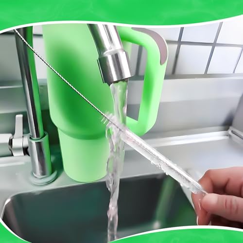 Cleaning Brushes for Reusable Drinking Straws, Set of 5, Long Wire Handle, Bottle and Straw Cleaner for Stanley Mug, Sippy Cup, Water Bottle and Tubes, Reusable and Flexible - color: white001