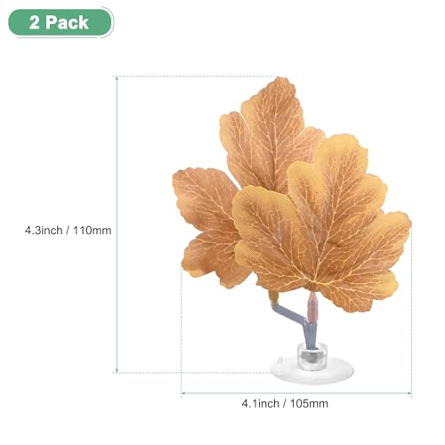M METERXITY 2-Pack Betta Fish Leaf Pad, Hammock Plant Leaf Pad, Realistic Resting Fish Rest Bed for Fish Tank Decorations/Aquarium Accessories/Spawning Grounds [Yellow, Grape Leaves-Shaped] - color: Yellow