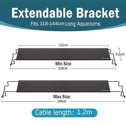 24/7 Mode LED Aquarium Light for 45-54 Inch Plant & Fish Tank, IP68 Full Spectrum Light, Sunrise-Daylight-Moonlight, White Red Green Blue Pink LEDs with Extendable Brackets for Freshwater - size: For 45-54 inch Tank