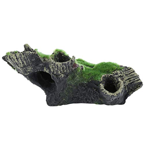 Aquarium Decor Fish Ornament, Artificial Dead Wood Cave Shelter, Natural Design Fish Shelter for & Shrimp, 15x9x6.5cm