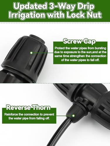 Kalolary 20PCS Locked Barbed Tee Connectors, 1/2” to 1/4” Drip Irrigation Fittings Kit 12/16mm to 4/7mm Tube Lock Female Connector 3-Way Barbed Lock Irrigation Parts for Watering System (Black) - color: Black 1/2" to 1/4" 3-Way