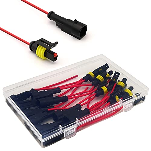 18 AWG 1 Pin Connector Waterproof Wire Connectors 1 Pin Automotive Electrical Connectors Quick Disconnect Wire Connectors with 18 Gauge Wire (10 Kits) - color: 1 pin 10 sets, size: 18 AWG