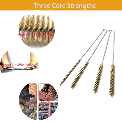 6pcs Brass Tube Pipe Cleaners Brush Set , Multi-Functional Bottle Brushes Long Brass Cleaning Wire Brushes for Cleaning Rust Set for Drill/Hand Descaling Rust Removal , 0.3"-1"