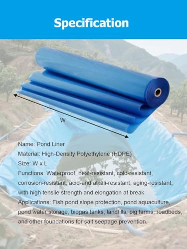 0.3mm Thick HDPE PVC Pond Liner for Fish & Plants, Durable Blue Preformed Mat for Outdoor Koi Ponds, Streams, Garden Fountains & Waterfalls (1x30m/3.3x98.4') - size: 1x30m/3.3x98.4'