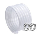 DAVCO 3/8" ID - 50 ft Heavy Duty Braided Clear Plastic Vinyl Tubing, Flexible High Pressure Reinforced PVC Plastic Tube Hose, Non-toxic, BPA Free, with 2 Stainless Clamps - size: 3/8"ID, style: 50 Feet