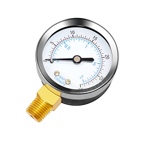 Joywayus Pressure Gauge 0 to 30 PSI Brass 1/4" Male NPT Thread Lower Mount, Multiple Function - size: 0-30PSI--1/4", style: No Glycerin Filled
