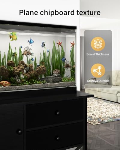 Fish Tank Stand 40 Gallon: Sturdy Aquarium Stand with Accessories Storage - Metal Tank Stands Table for 40-50 Gallon Reptile Breeder Turtle Terrarium - 36.6"x18.8" Weight Capacity 660 lbs - color: Black-X, size: 40-50 Gallon