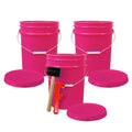 ePackageSupply 5 Gallon Plastic Bucket with Airtight Lid | Made in USA | Food Grade Bucket | BPA-Free | Heavy Duty 90 Mil All Purpose Pail | One 12" Rubber Mallet & One Lid Opener Included | 3 Pack - color: Pink, size: 3 Packs
