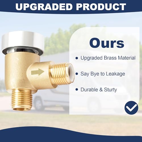 RV Vacuum Breaker Check Valve, Replace Leaking Vacuum Breaker on Black Tank Check Valve for RV Camper Trailer Flusher, 571-VAC-CHK-A Brass Breaker to Improve Freshwater
