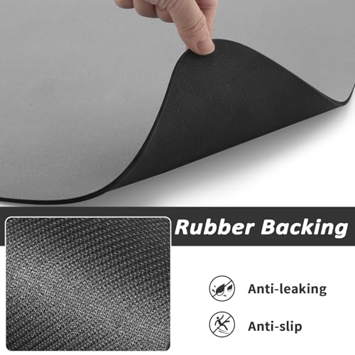 HotLive Dog Food Mat - Absorbent Cat Mat for Food and Water, No Stains Pet Feeding Bowl Mat, Easy to Clean Pet Placemats, Quick Dry Dog Water Dispenser Mat for Messy Drinkers | Paw Grey 12"x 19" - color: Paw Grey, size: 12"x19"