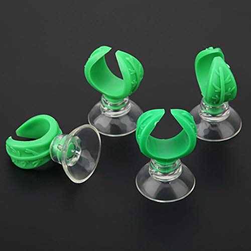 GLOGLOW Aquarium Suction Cup Airline Tube Holders Clips Adjust Shape for Fish Glass 15-18mm Tube Decoration (Green Inner Diameter 14.6mm)