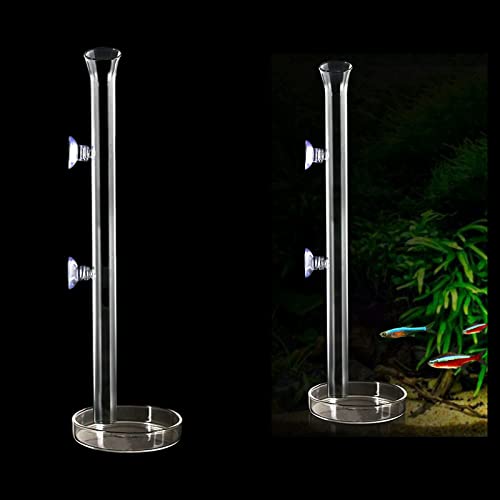 1PCS 200MM Aquarium Feeding Tube Fish Feeder Tube Clear Glass Shrimp Feeder with Glass Dish for Fish Tank Aquarium