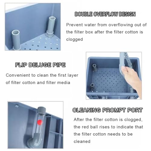 Aquarium Filter Kit, 3-Tier External Water Cycle System for Ponds and Fish Tanks, Adjustable Flow DIY Turnover Box - size: 40x30x50cm