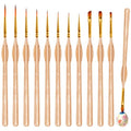 Hnncugty Miniature Paint Brushes Set 12pcs, Paint Brushes for Acrylic Painting, Art Supplies for Oil, Watercolor Detailing Models Rock Body Face Nail Drawing Artist Gifts, Triangular Handles Wood - color: Wood