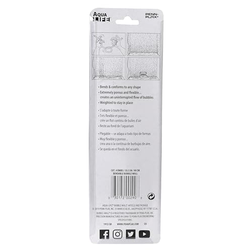 Penn-Plax Aqua Life Bendable Aquarium Bubble Wall – Flexible Air Diffuser and Bubbler for Fish Tanks – 35.5” Length - size: 35.5-Inch