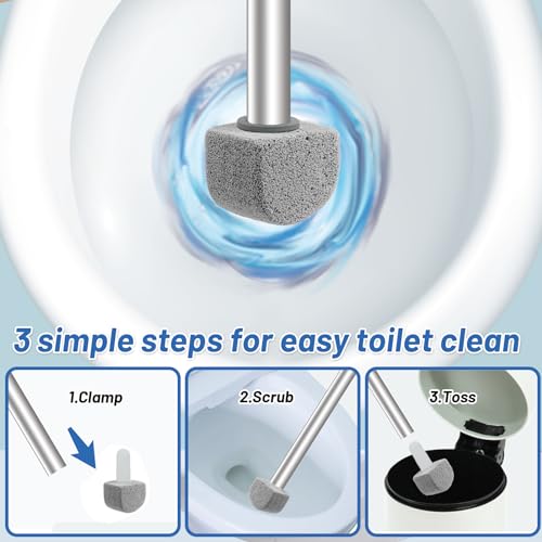 YINGMORE Pumice Stone Toilet Bowl Cleaner Toilet Deep Cleaning,Bathroom Cleaner Brush with Long Handle for Remove Hard Water Stains with Toilet Handle+ Pumice Stones - style: 1 Toilet Handle+7 Pumice