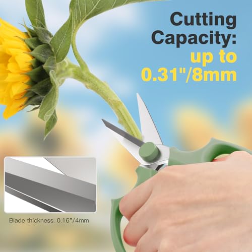 Housolution Flower Scissors, Strong Floral Shears, Premium Steel Pointed Garden Pruning Shears Floral Fruits Leaf Scissors Hand Pruner Snip Trimming Tool for Gardening Flower Arrangement,Avocado Green - color: Pointed-avocado Green, size: 1 Pack