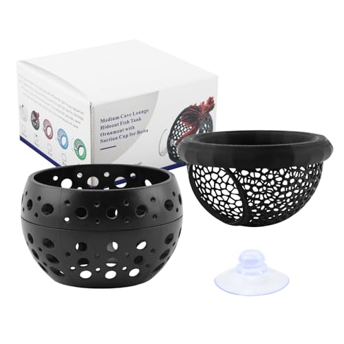 2pcs Floating Bettas Hide & Shrimp Cave Fhiny Bettas Tunnel Aquarium Fish Hideout Shrimp Cave Aquarium Decor for Small Fish(Color:Black)