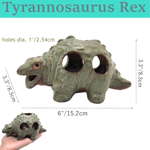 M2cbridge Aquarium Ceramic Cave Rock for Betta Shrimp Cichlid Fish Hideout Decor (Small Dinosaur 2pcs) - color: Small Dinosaur 2pcs