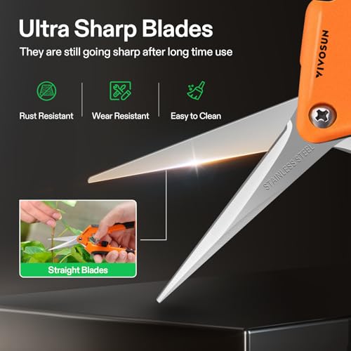 VIVOSUN 2-Pack 6.5 Inch Gardening Scissors Hand Pruner Pruning Shear with Straight Stainless Steel Blades Orange - style: Orange Straight Blade