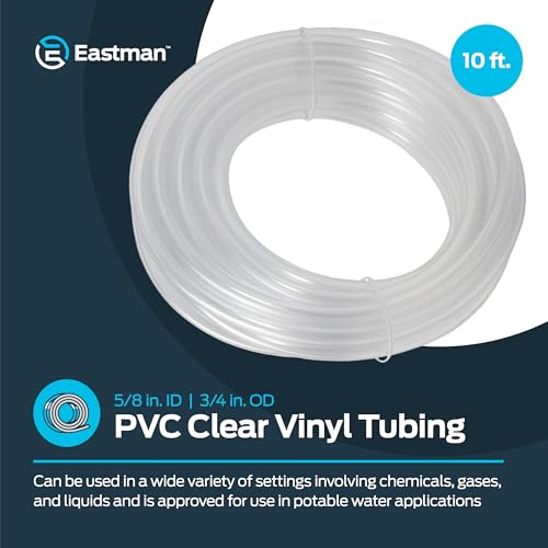 Eastman 5/8 Inch ID (3/4 Inch OD) PVC Clear Vinyl Tubing, 10 Foot Length, 98570 - size: 5/8 in. ID x 3/4 in. OD, style: 10 Ft.