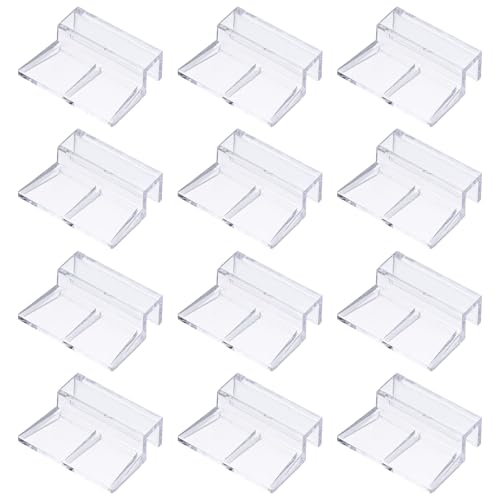 12 Pcs Aquarium Lid Clips, 10 mm Acrylic Aquarium Cover Bracket Fish Tank Lid Older Fish Tank Clip Transparent Durable Easy to Clean, Intended for Rimless Aquariums Top Cover - size: 10 mm